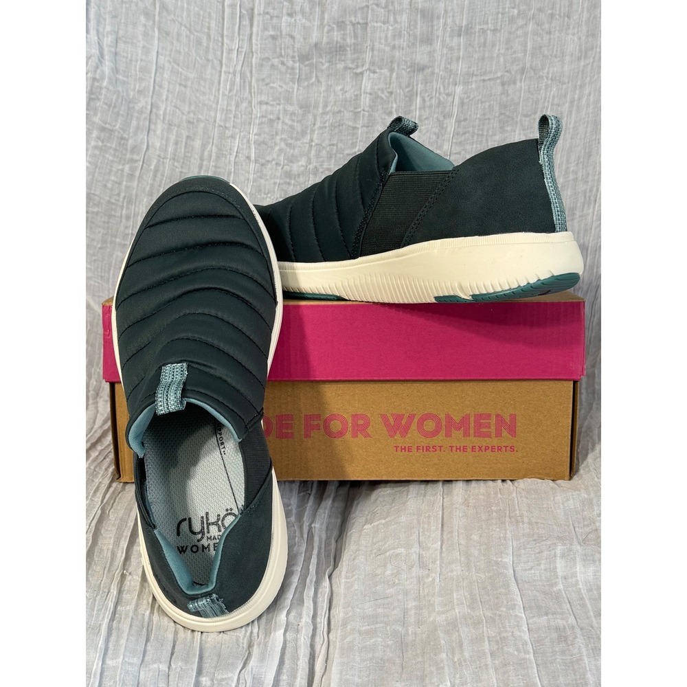 Ryka Pursuit Women Size 7.5 Slip On Sneakers Dark Seagreen Quilted Casual NWB - Picture 6 of 9
